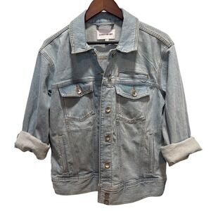 Elizabeth and James Womens Light Wash Organic Cotton Denim Trucker Jacket Large